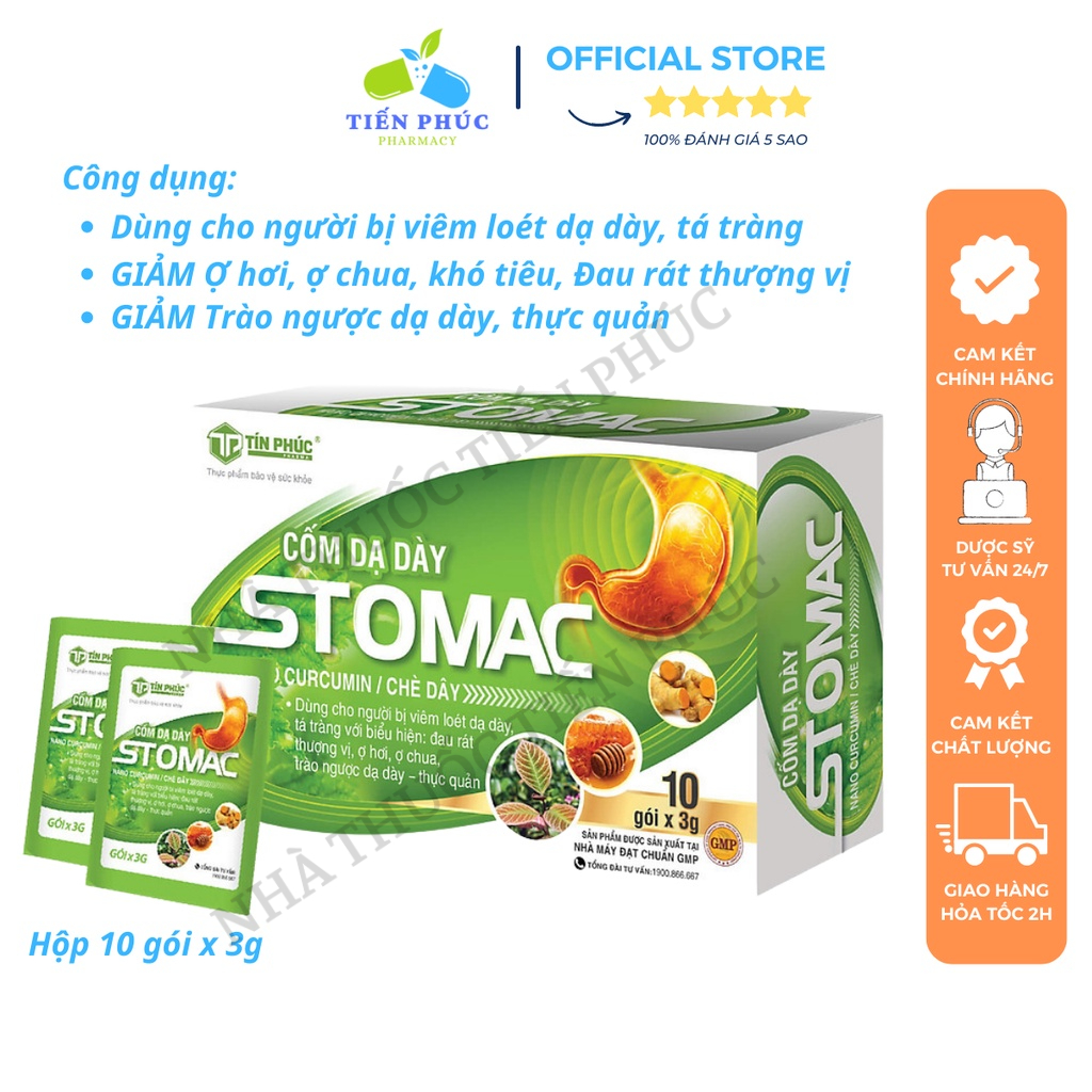 Cốm Dạ Dày Stomac - Giảm Ngay Khó Chịu Dạ Dày Sau 1 Gói Đầu Tiên Sử Dụng Hộp 10 gói
