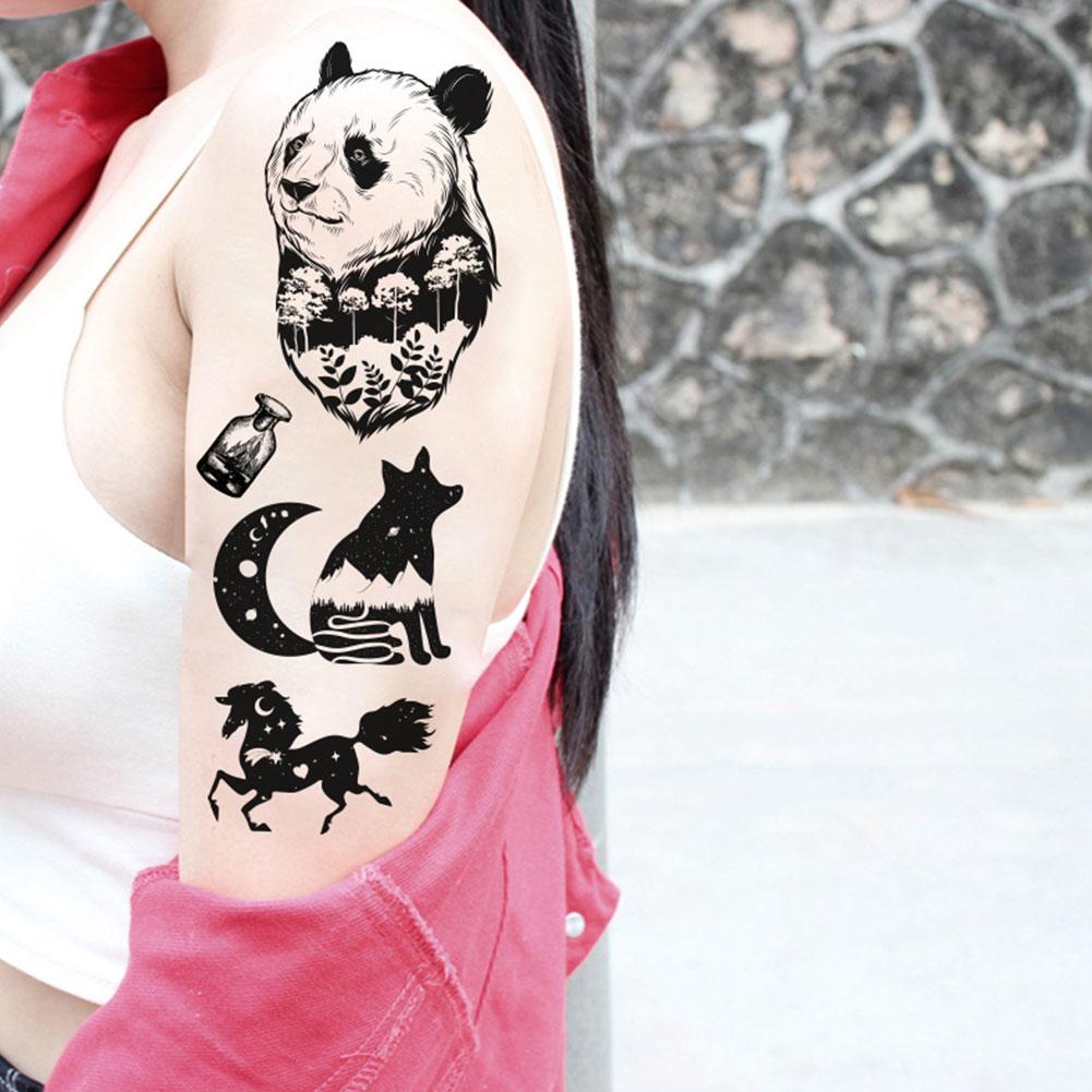 Hw Hình Xăm Dán Tạm Thời Chống Nước Hình Con Rắn / Hoa Hồng / Sư Tử Độc Đáo