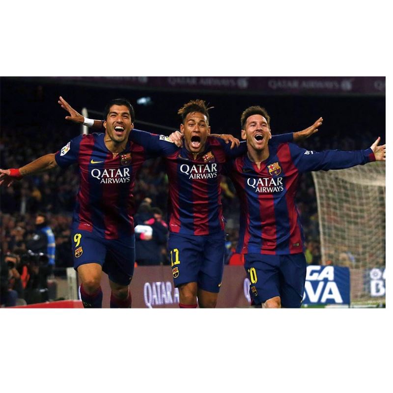 1 miếng dán tường trang trí hình cầu thủ bóng đá Barcelona Paris Saint F.C Neymar Messi