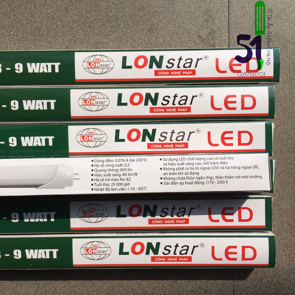 Bóng tuýp led LONstar lưng nhôm 60cm 9W