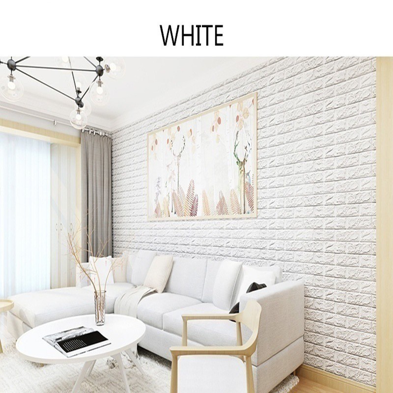 Đề can dán tường 60 X 30 X 0.8 cm bằng xốp kiểu viên gạch nổi 3D