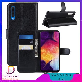 Bao da Samsung A50 cao cấp có nắp gập và chống xem phim