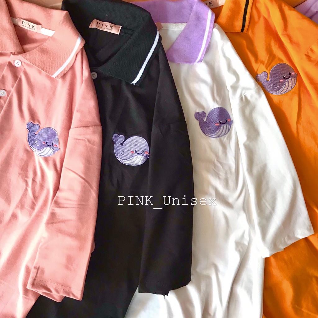 [ PINK_NEW] Áo Polo thêu hình CÁ HEO Ngộ Nghĩnh