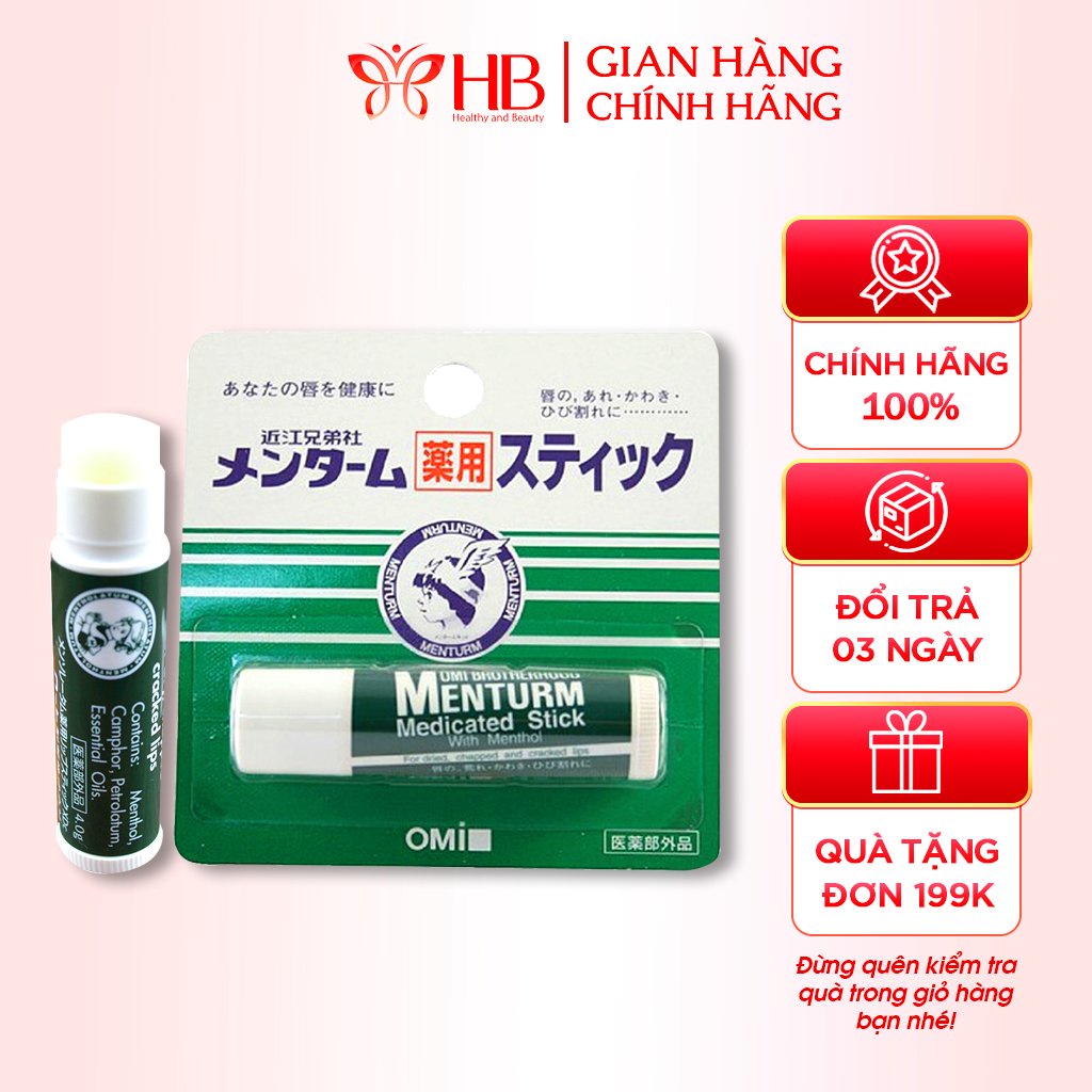 Son dưỡng môi OMI Brotherhood Menturm Medicated Lip Balm Stick (4g) không màu hỗ trợ giảm thâm