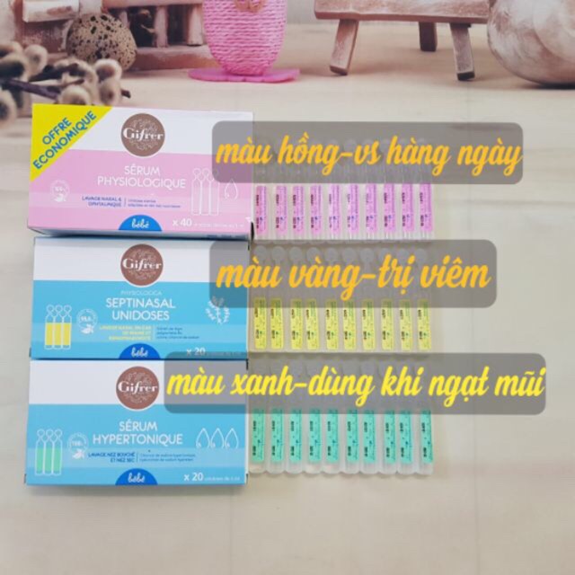 Nhỏ mũi sinh lý Tép xanh, tép vàng tép hồng Nội địa Pháp