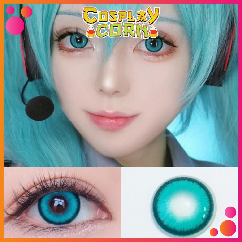 Cặp Kính Áp Tròng Hóa Trang Màu Xanh Nước Biển Hóa Trang, Hatsune Miku Blue ONLY 0 ĐỘ