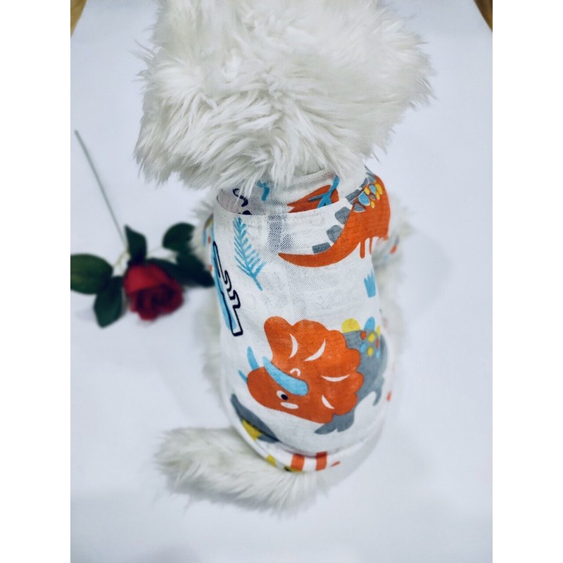 Áo thun 3D hoạ hình khủng long thời trang dành cho thú cưng, Quần áo dành cho chó mèo LaLi petfashion