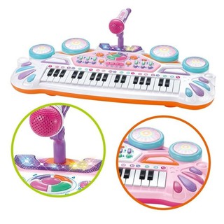 Đàn Piano Điện Tử, Đàn organ 37 Phím Kèm micro Cho Bé, màu hồng kitty ( quà tặng cho bé yêu ) Pin sạc USB