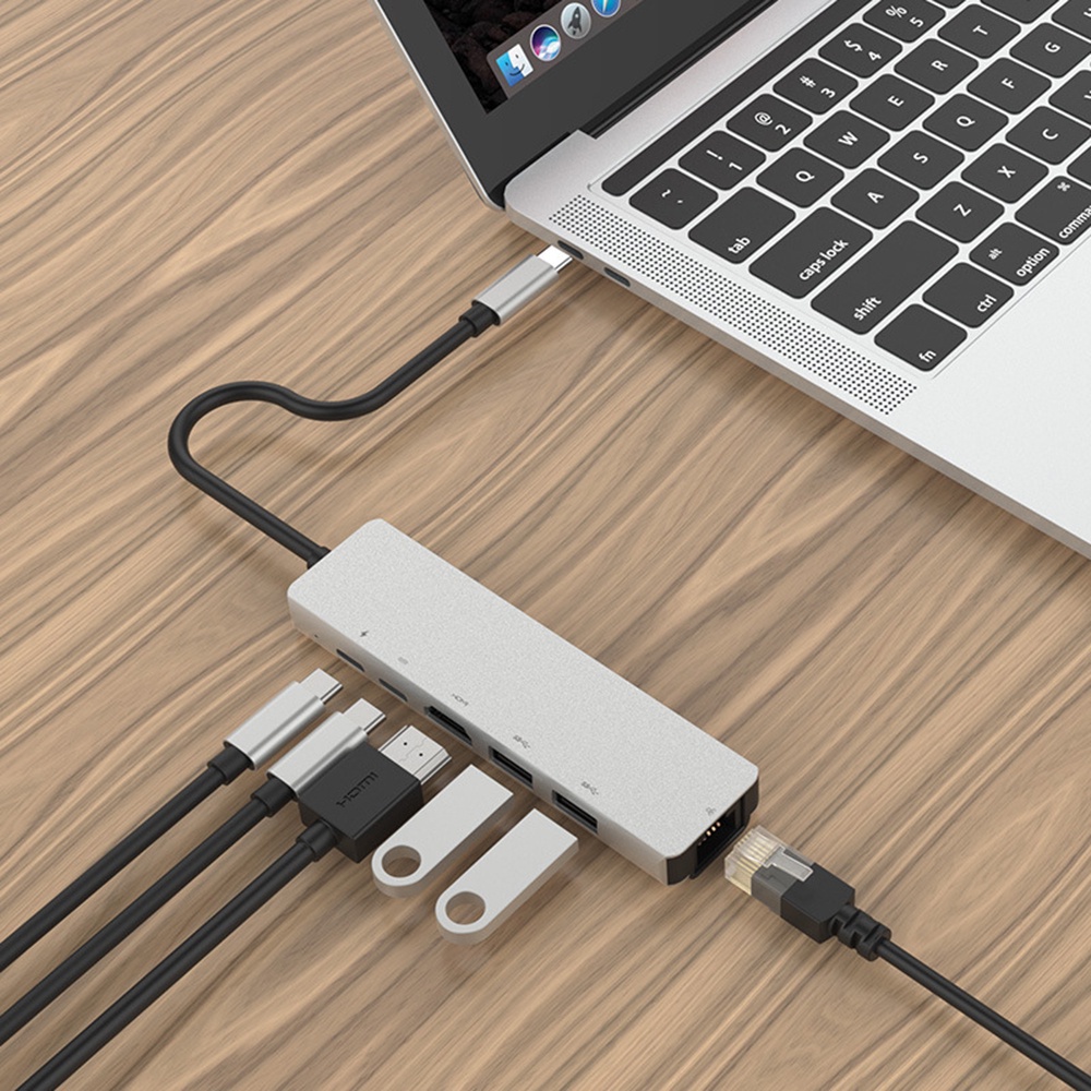 Bộ Chuyển Đổi Cổng Sạc Usb 3.1 Type-C / Usb-C Tốc Độ Cao 4k Hdmi Rj45 6 Trong 1 Tiện Dụng