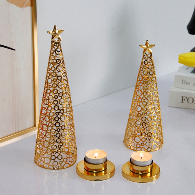 Chân Nến Bằng Sắt Để Bàn Trang Trí Họa Tiết Hình Học Phong Cách Retro