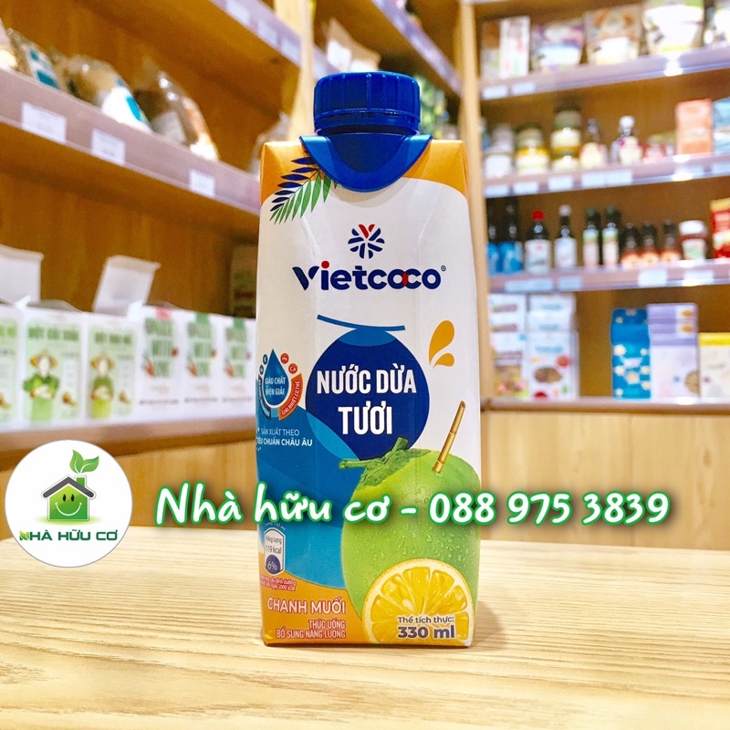 Nước dừa tươi Organic - Nước dừa tươi vị dưa hấu - Nước dừa tươi vị chanh muối - Hộp giấy 330ml - Nhà Hữu Cơ