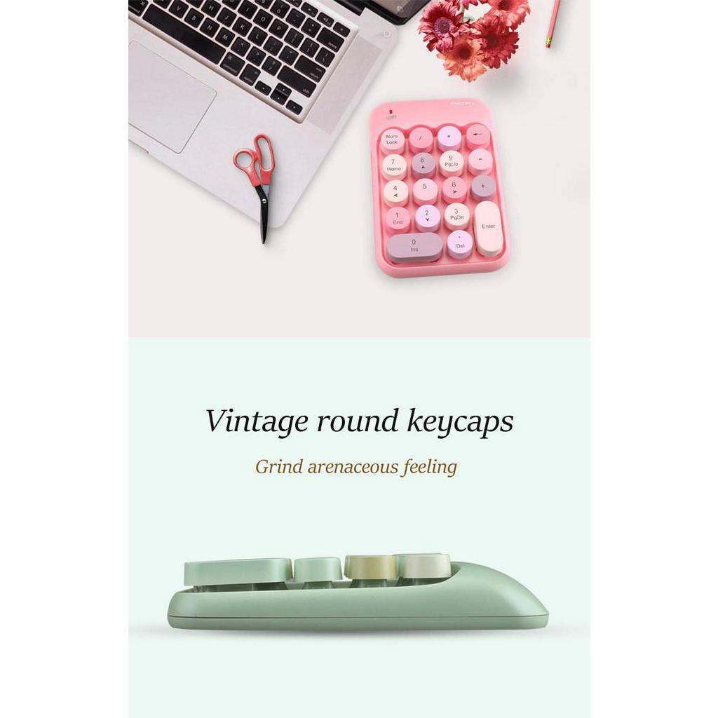 CHUYI Bàn Phím Số Không Dây 2.4G 18 Phím USB Mini Hình Tròn Phong Cách Retro