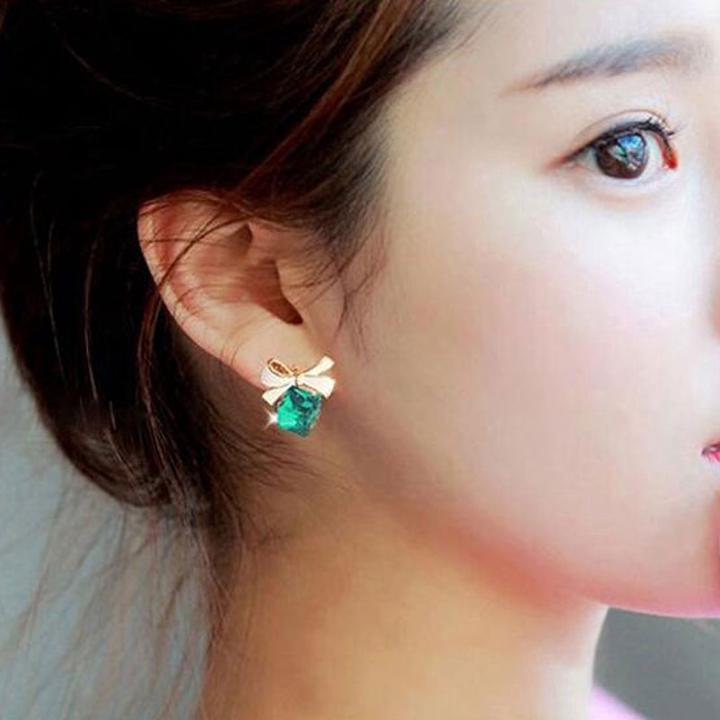 Đôi Bông Tai Hình Nơ Đính Đá Thời Trang Cho Nữ