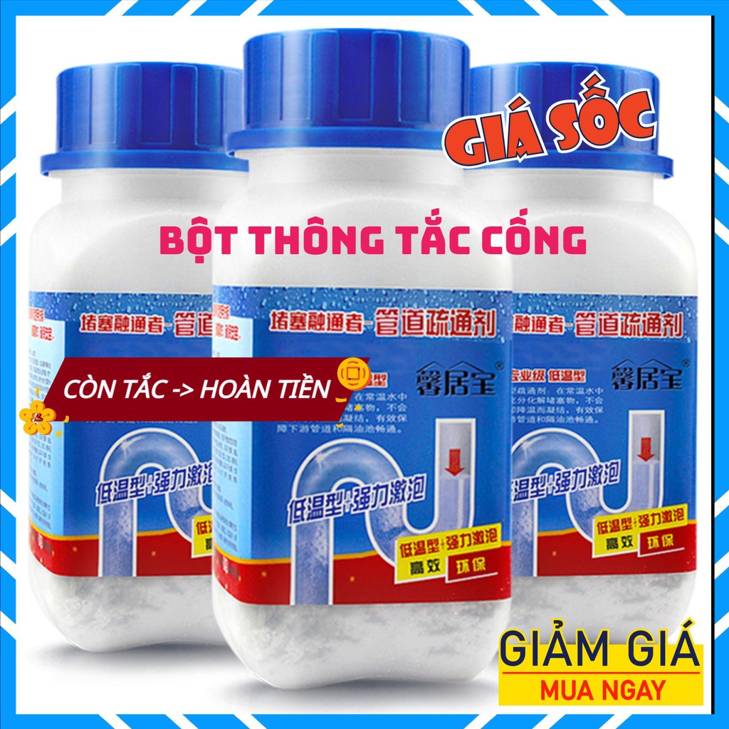 Bột thông tắc cống, bồn rửa bát, chậu rửa mặt – Xử lý tắc nghẽn đường ống, bồn cầu cực mạnh – Khử mùi hôi Toilet G001