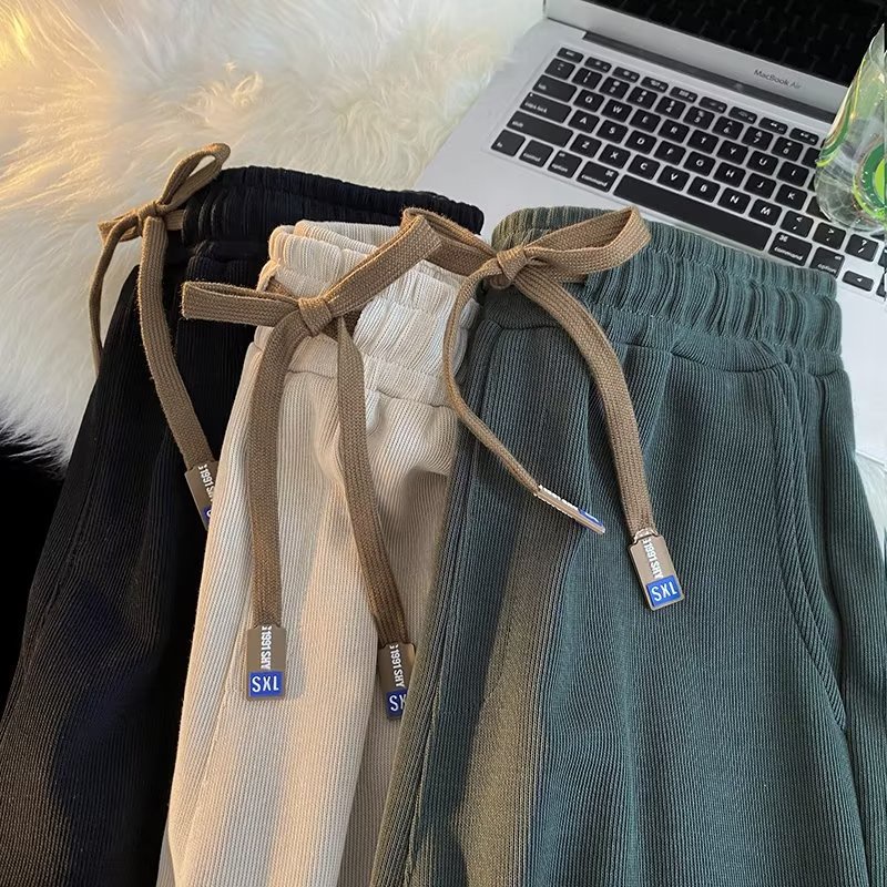 Quần Dài Dáng Rộng Lưng Thun Co Giãn Thoải Mái Phong Cách Hip Hop Đường Phố Hàn Quốc Cỡ Lớn M-3XL Cho Nam