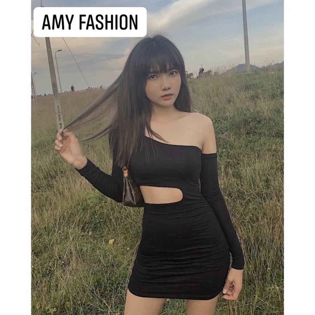 đầm body ôm dáng thun bozip mềm cut out sexy cá tính, siêu hot đủ màu xinh