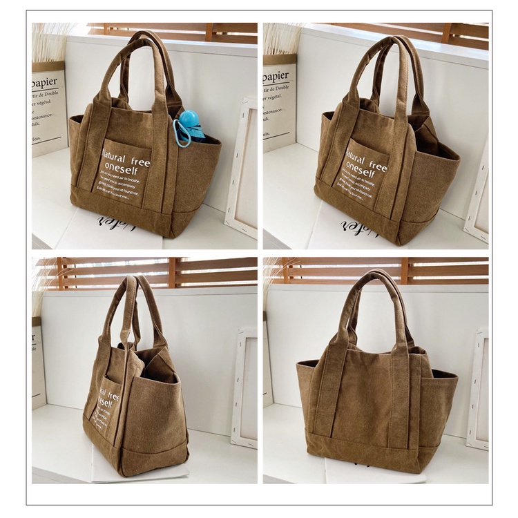 Túi Xách Đeo Vai Bằng Vải Bạt In Chữ Thời Trang Mới 2022