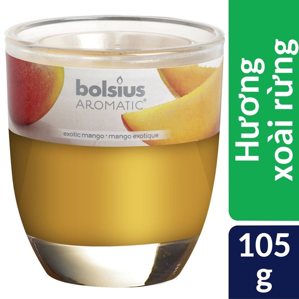 Ly nến thơm khử mùi Bolsius Exotic Mango 105g QT024334 - hương xoài rừng, nến thơm phòng, thư giãn, không khói