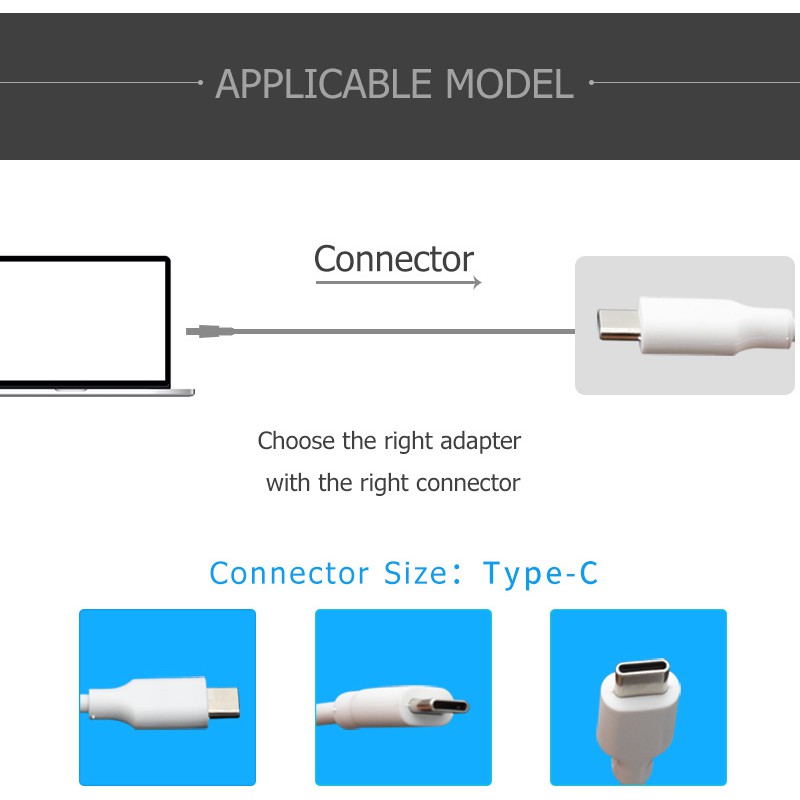Bộ Sạc USB Type C 65W 20V 3.25A Cho Huawei / MacBook / XiaoMi / Asus / Lenovo / HP / Dell / Acer / Samsung / Chromebook