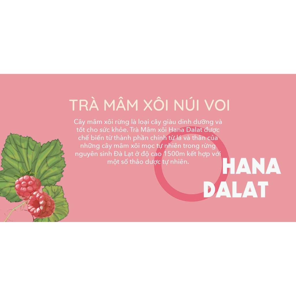 HanaDalat Trà Mâm Xôi đỏ - 80gr - lon thiếc - được chế biến từ lá và thân của cây mâm xôi mọc trong rừng nguyên sinh