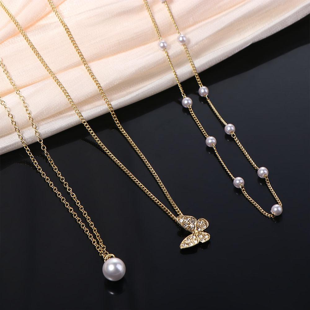 Epoch Vòng cổ Ngắn Nhiều Lớp Mặt Hình Bướm Đơn Giản Dành Cho Nữ