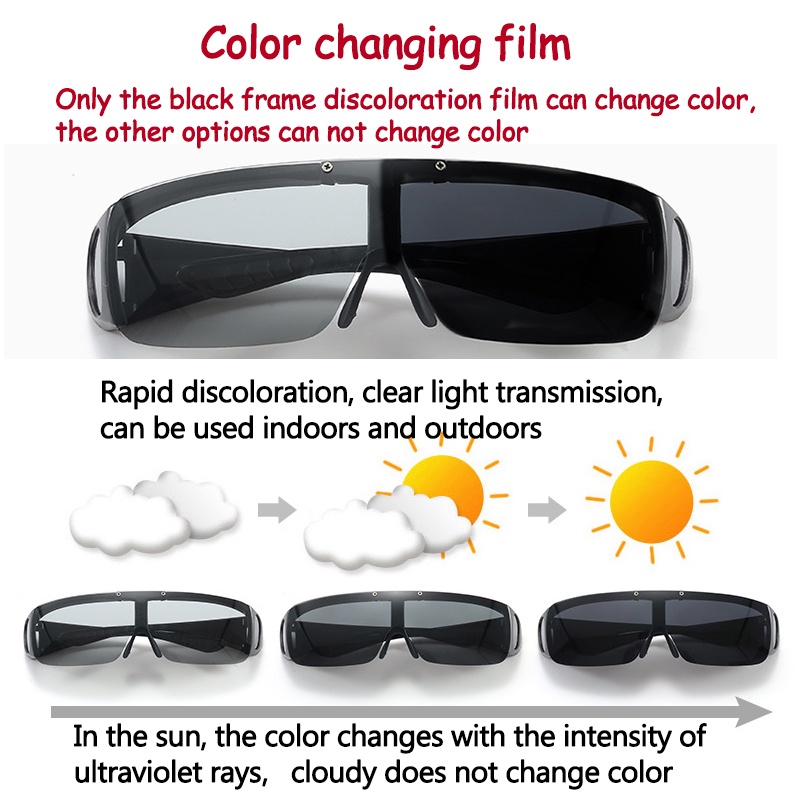 Kính râm kiêm kính cận unisex hai tròng lật gương phản chiếu che nắng đổi màu dùng khi đi xe đạp thể thao