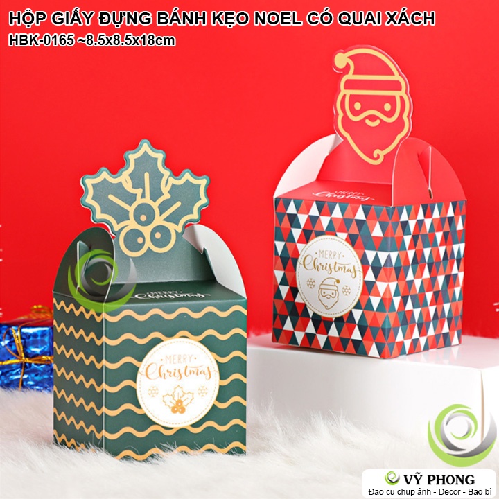 HỘP GIẤY ĐỰNG BÁNH KẸO NOEL GIÁNG SINH CÓ QUAI HỘP ĐỰNG QUÀ TẶNG CHRISTMAS HÌNH THIÊN SỨ ÔNG GIÁ NÔ EN HBK-0165