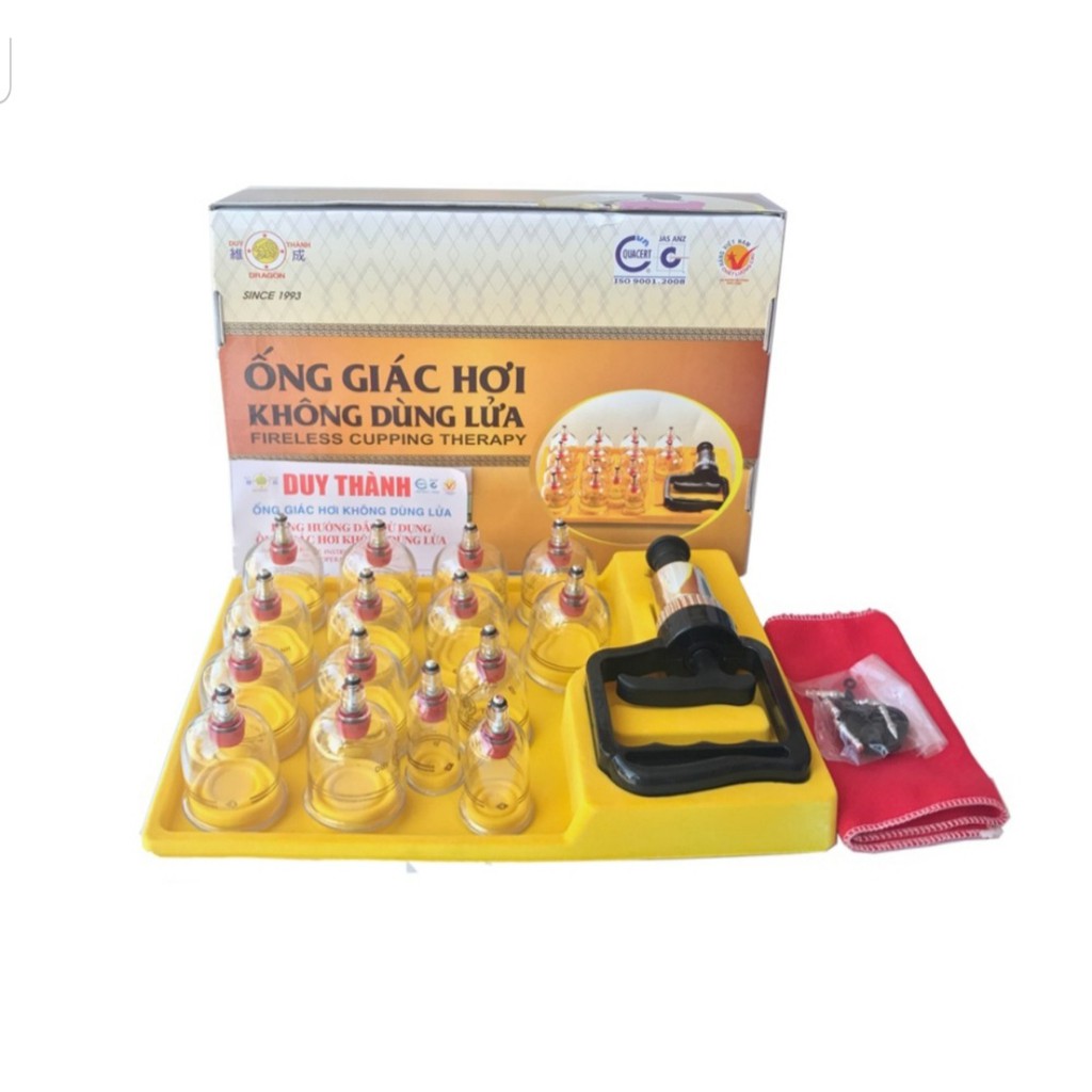 Bộ Giác Hơi dụng cụ giác hơi Không Dùng Lửa C YGH03 - 15 ống Ly giác đủ kích cỡ Hộp Giấy DUY THÀNH
