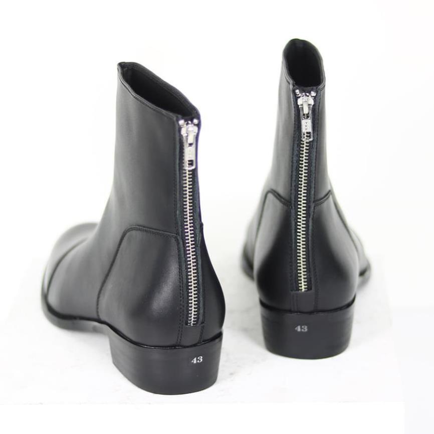 (Bốt Da Nam)Zip Boots Kéo Khóa Đế Phíp Gỗ Cao 4.5CM Da Bò Tấm - Bảo Hành 12 Tháng 🍊 ⚾️ 🐨