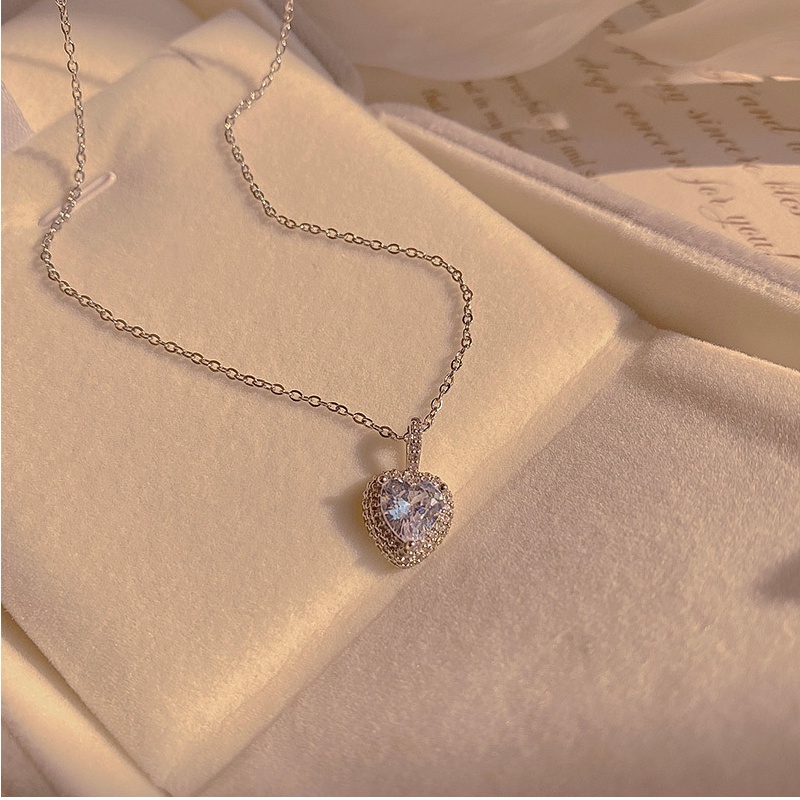 Vòng cổ khảm Zircon thời trang nữ hình trái tim