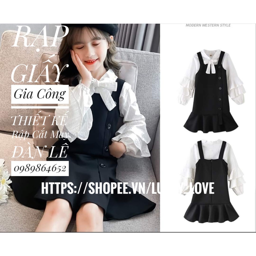 Rập giấyTT930 Rập giấy cắt may sét thu đông cho bé gái(1-12t)