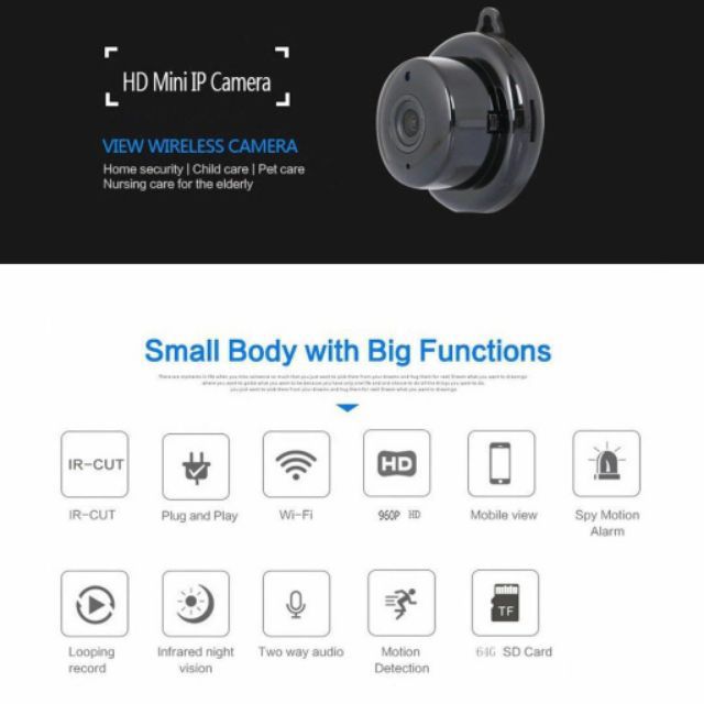 Camera an ninh giám sát wifi mini góc rộng V380 - có Hồng ngoại quay đêm BH 2 năm