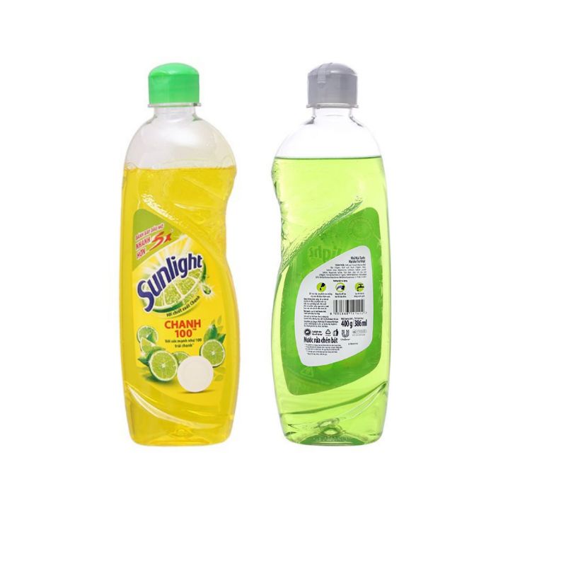 Nước rửa chén Sunlight chai 400ml hương chanh trà xanh lô hội