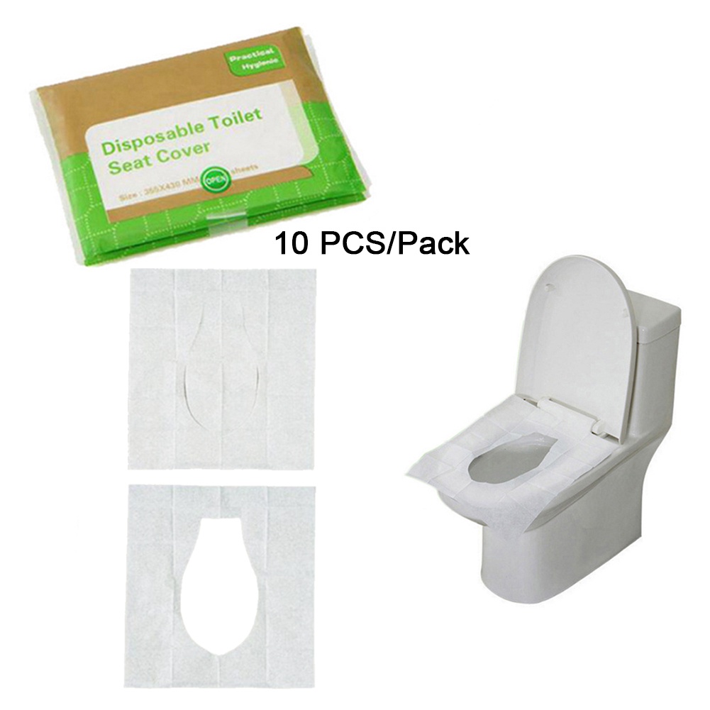 Bộ 10 Miếng Giấy Lót Bồn Cầu Dùng Một Lần Chống Thấm Nước Tiện Dụng