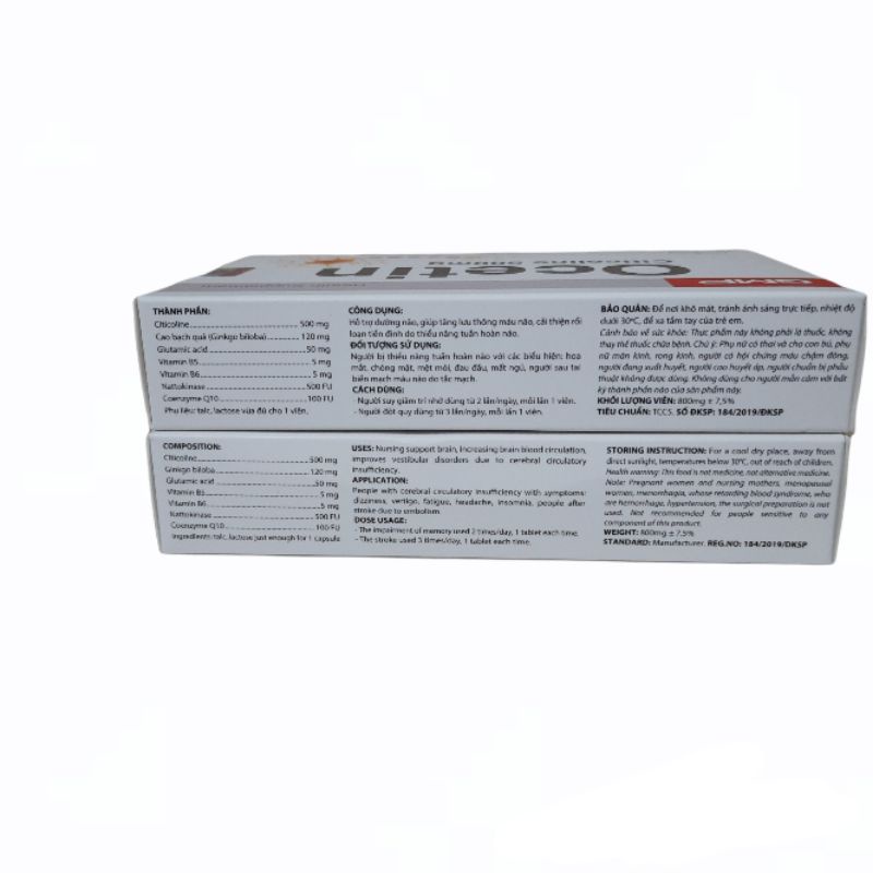 Viên uống bổ não OCETIN - Citicolin 500mg - HUNASUN 500 dùng cho người sau tai biến mạch máu não, rối loạn tiền đình