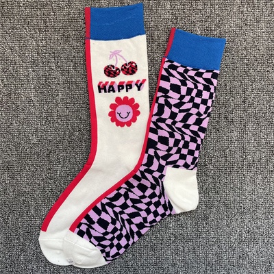 1 Đôi Vớ Tất Chân Cotton In Họa Tiết Thời Trang Nam Nữ Happy Socks