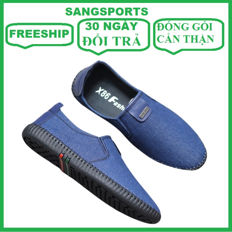 Giày lười vải jean cao cấp bảo hành 12 tháng