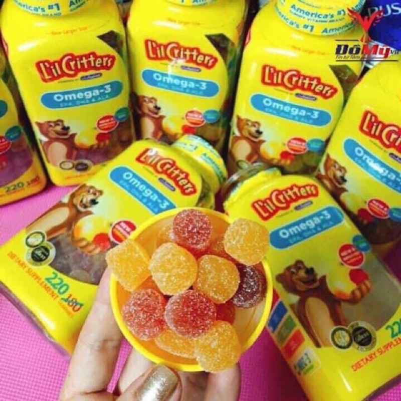 Kẹo Gấu Dẻo Gummy Omega-3 Lọ 220 Viên Của MỸ Cho Bé