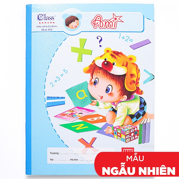 Vở Class Ami - 5 Ô Ly 96 Trang ĐL 100g/m2 - Hồng Hà TM-0372 (Mẫu Màu Giao Ngẫu Nhiên)