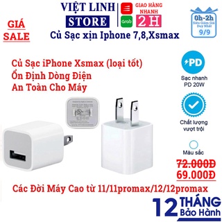 Củ sạc nhanh iPhone xs max, X, 7 8 Xr 11 12 promax, củ vuông nguyên zin, sạc ko nóng, ko loạn chip - Việt Linh Store