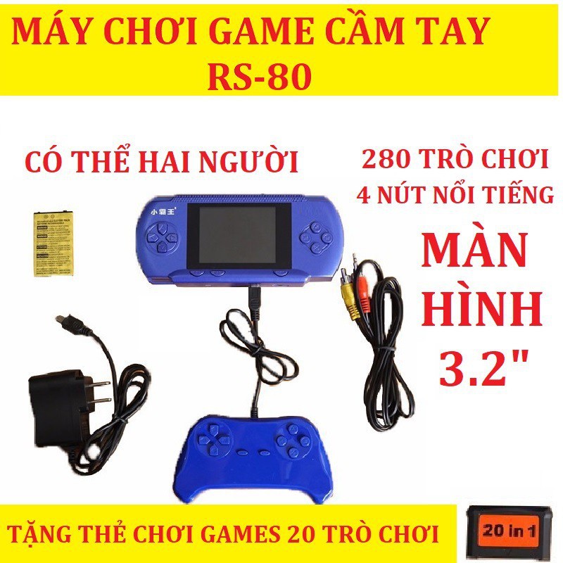 Máy chơi game cầm tay RS-80 với 280 trò chơi-Tặng kèm thẻ chơi game 20 in 1