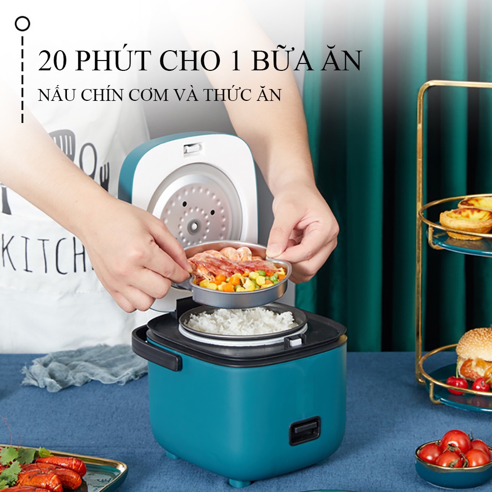 Nồi cơm điện mini đa năng nấu cơm ngon, nấu cháo, hầm, hấp luộc cho 1 đến 2 người bảo hành 2 năm