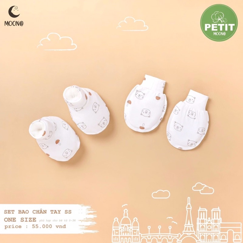 Phụ kiện Moon - mũ , bao tay chân chất petit