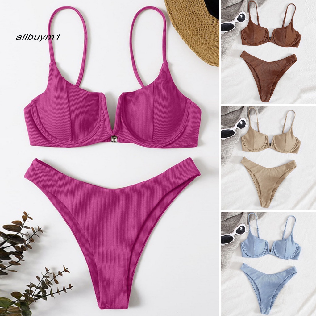 Bộ Đồ Bơi Hở Lưng Cổ Chữ V Vải Mềm Dành Cho Nữ
