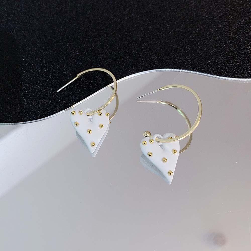 Khuyên Tai Thả Tim VANES1 Kiểu Pháp|Khuyên Tai Kim Loại Hình Trái Tim Nhiều Màu Sắc Thời Trang Cho Nữ