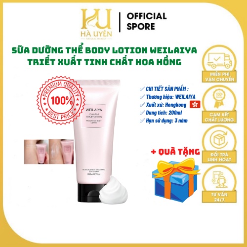 Sữa Dưỡng Thể Body Lotion Weilaiya, Triết Xuất Tinh Chất Hoa Hồng, Dưỡng Ẩm, Dưỡng Trắng Vượt Trội 200ml [ CHÍNH - HÃNG]