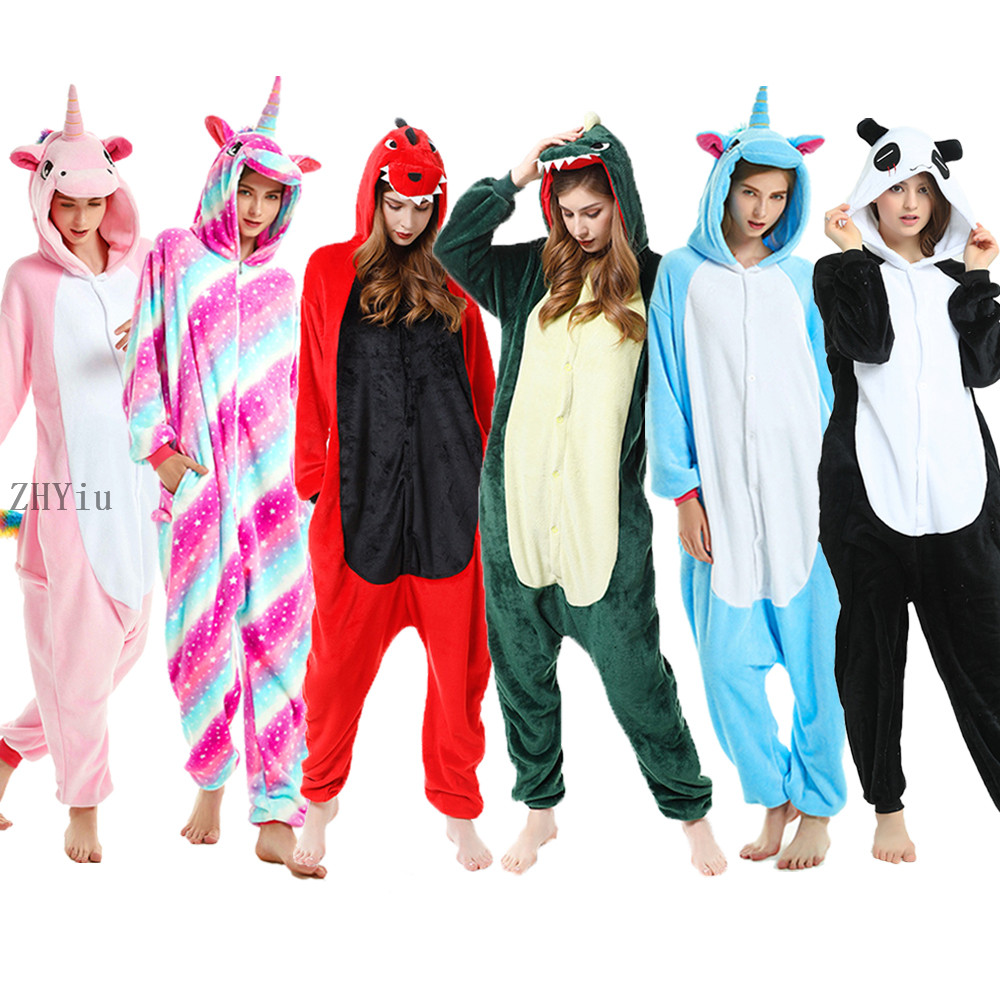 Women unicorn Pikachu stitch panda dinosaur Kigurumi animal pajamas cute cartoon anime cosplay costume unisex onesie sleepwear pyjamas