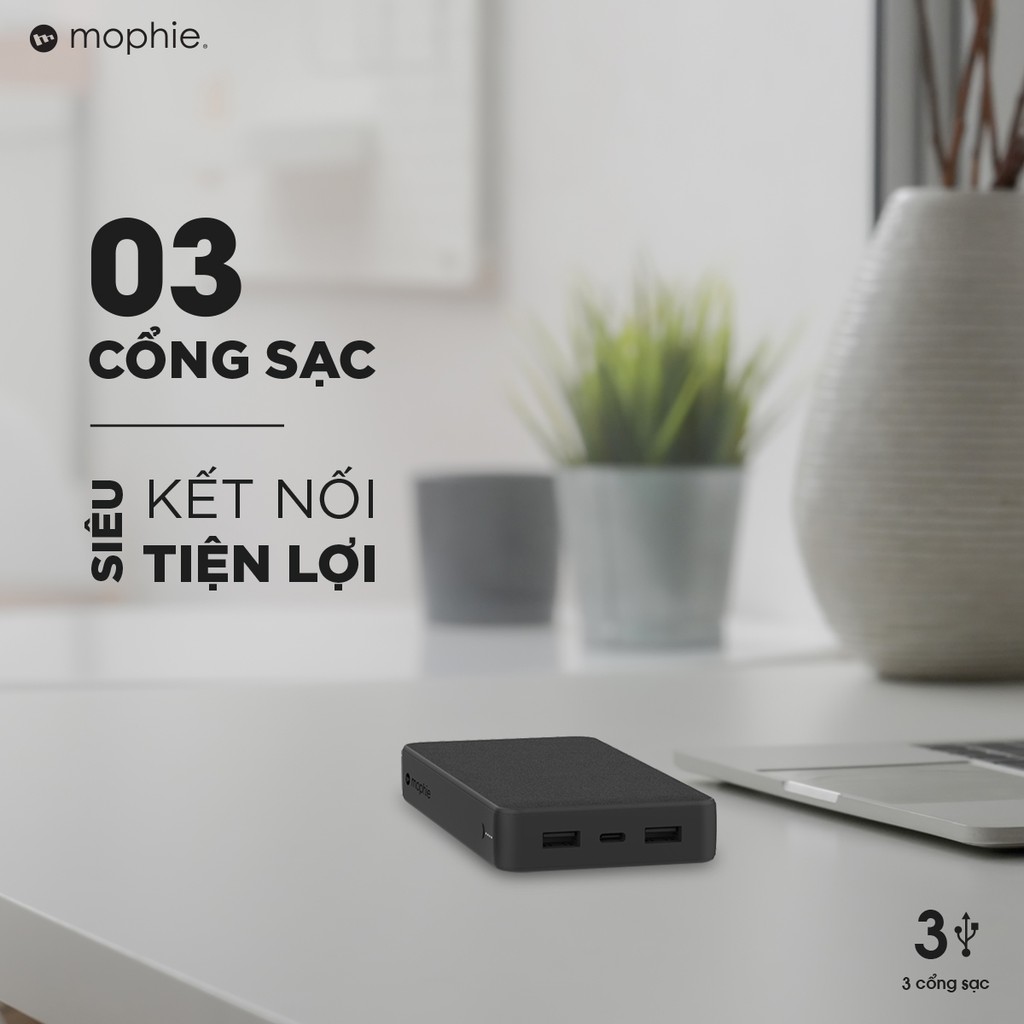 [Mã ELMALL150 giảm 8% đơn 500K] Pin Sạc Dự Phòng Mophie Powerstation Fabric 20000mAh-tích hợp 3 cổng sạc