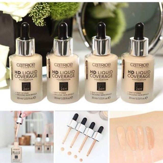 Kem nền Catrice HD Liquid Coverage Foundation kiềm dầu không trôi đều màu che khuyết điểm [𝐓𝐚̣̆𝐧𝐠 𝐦𝐚́𝐲 𝐦𝐚𝐬𝐬𝐚𝐠𝐞𝐫 𝐦𝐚̣̆𝐭]