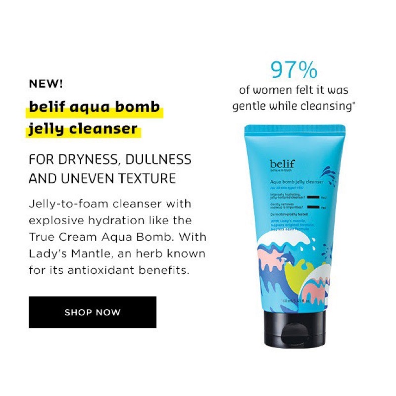 Gel Rửa Mặt Cấp Nước Cho Da Belif AQUA BOMB JELLY CLEANSER 30ML